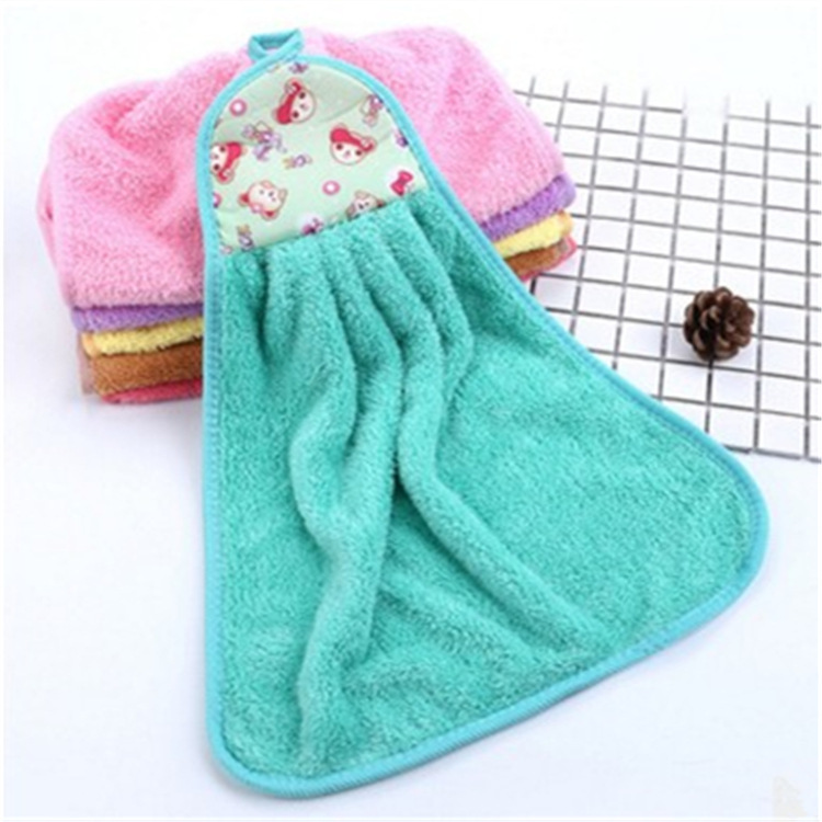 Hand Towel Wholesale Coral Fleece Thickened Cute Cartoon Towel Hanging Hanging Child Absorbent Kitchen Customization Hand Towel