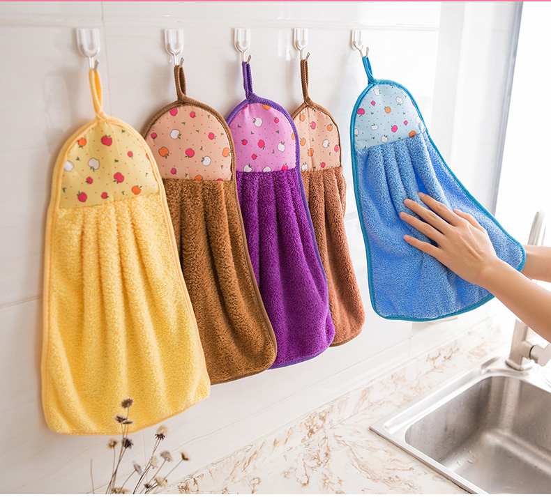 Hand Towel Wholesale Coral Fleece Thickened Cute Cartoon Towel Hanging Hanging Child Absorbent Kitchen Customization Hand Towel