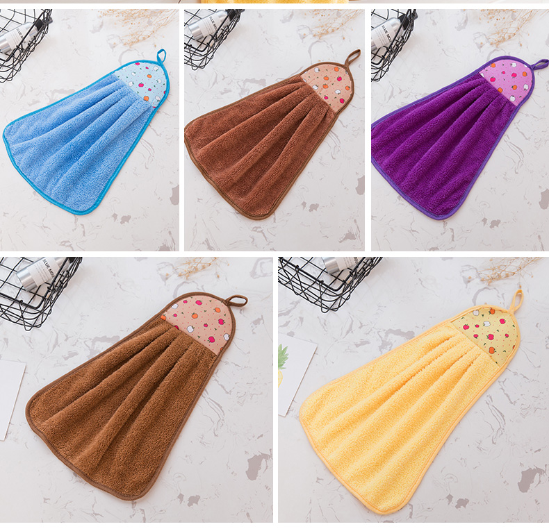 Hand Towel Wholesale Coral Fleece Thickened Cute Cartoon Towel Hanging Hanging Child Absorbent Kitchen Customization Hand Towel