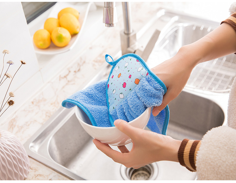 Hand Towel Wholesale Coral Fleece Thickened Cute Cartoon Towel Hanging Hanging Child Absorbent Kitchen Customization Hand Towel