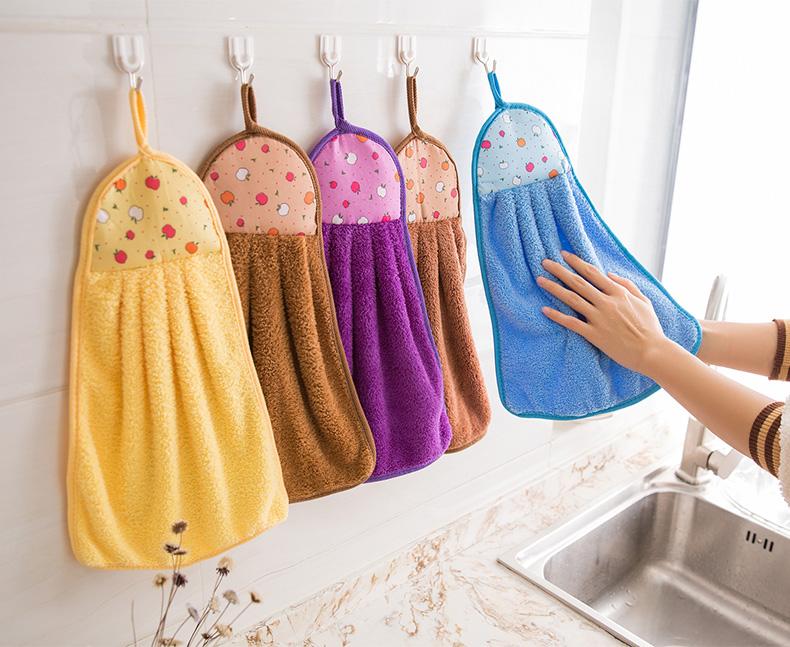 Hand Towel Wholesale Coral Fleece Thickened Cute Cartoon Towel Hanging Hanging Child Absorbent Kitchen Customization Hand Towel