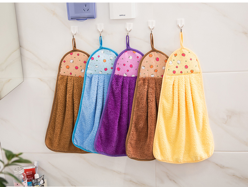 Hand Towel Wholesale Coral Fleece Thickened Cute Cartoon Towel Hanging Hanging Child Absorbent Kitchen Customization Hand Towel