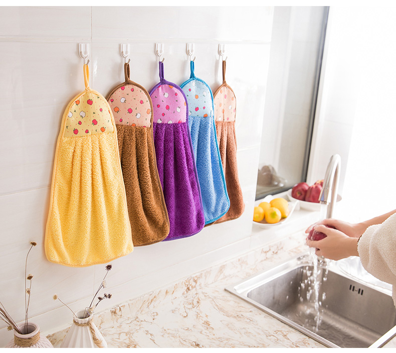Hand Towel Wholesale Coral Fleece Thickened Cute Cartoon Towel Hanging Hanging Child Absorbent Kitchen Customization Hand Towel