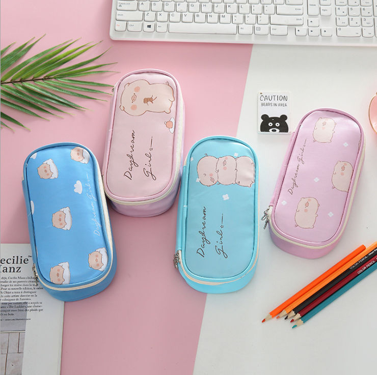 Stationery bag pencil bag student pencil box pencil box multi-functional pencil bag PU pen bag