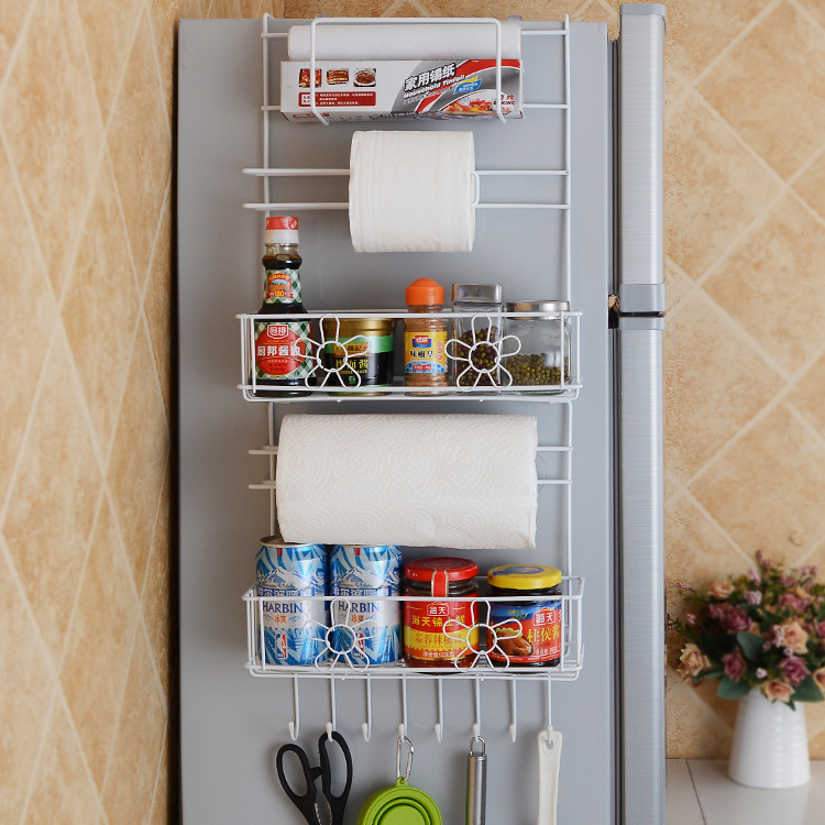 Kitchen supplies magnetic refrigerator hanger plastic bag paper towel side Wall Storage
