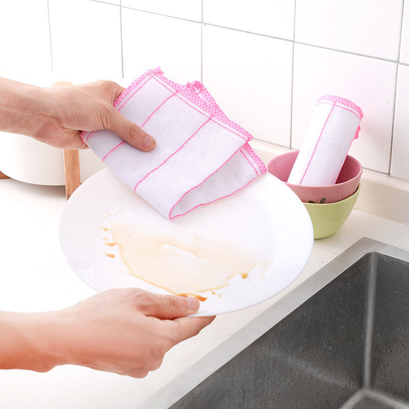 1364 Kitchen 5-Layer Quilted Dishcloth Tablecloth Rag Cotton Yarn Dish Towel Small Square Towel Rag Single Piece