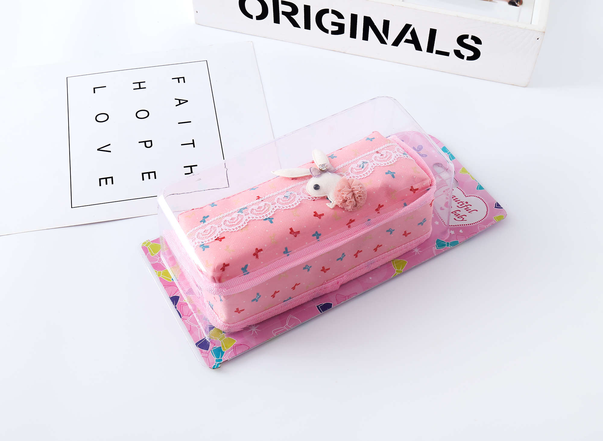 Rayleigh Stationery Bunny head Butterfly Pen bag Female Secondary school students Simple Large Capacity creative writing case primary and Secondary school students