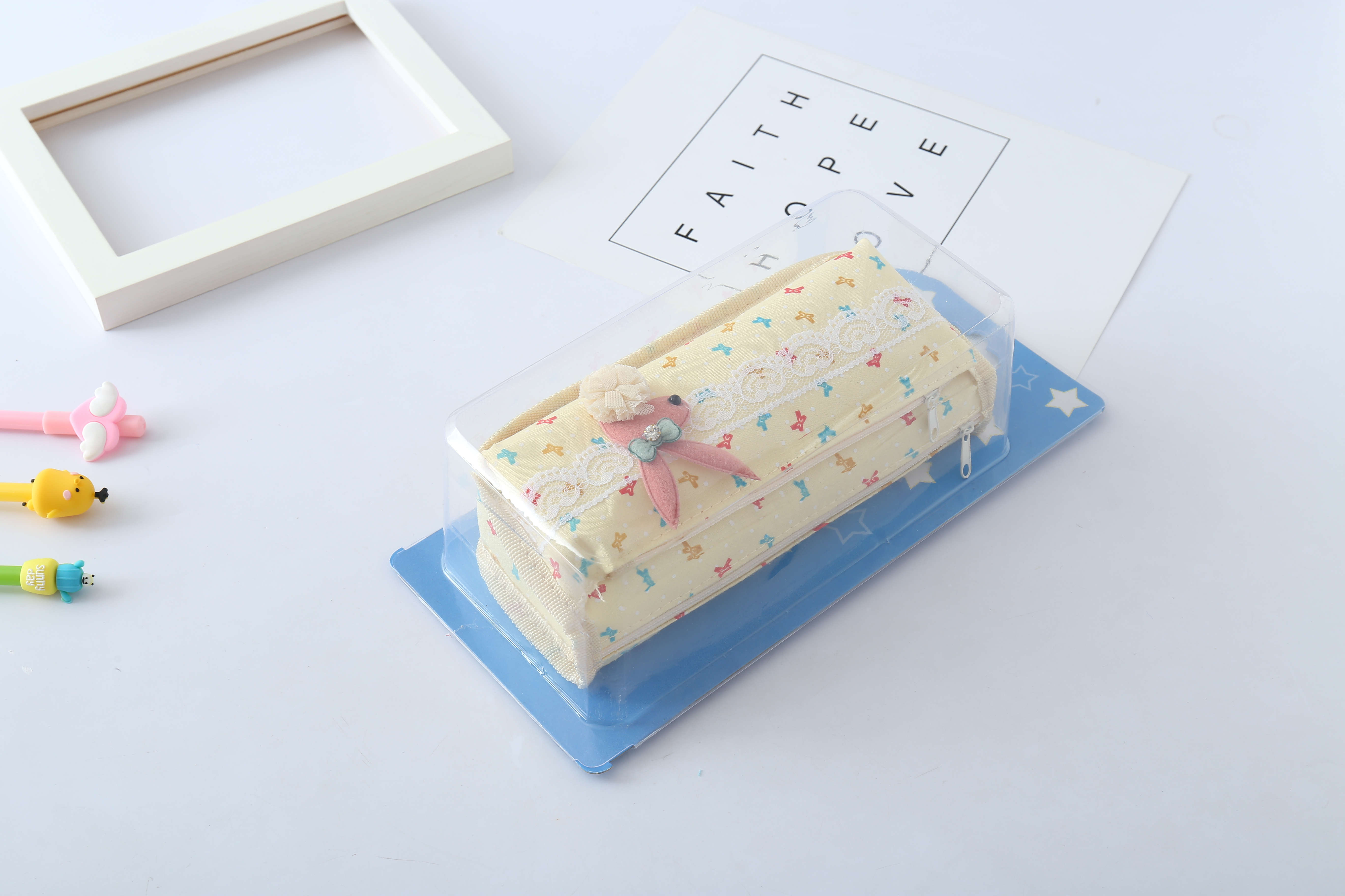 Rayleigh Stationery Bunny head Butterfly Pen bag Female Secondary school students Simple Large Capacity creative writing case primary and Secondary school students