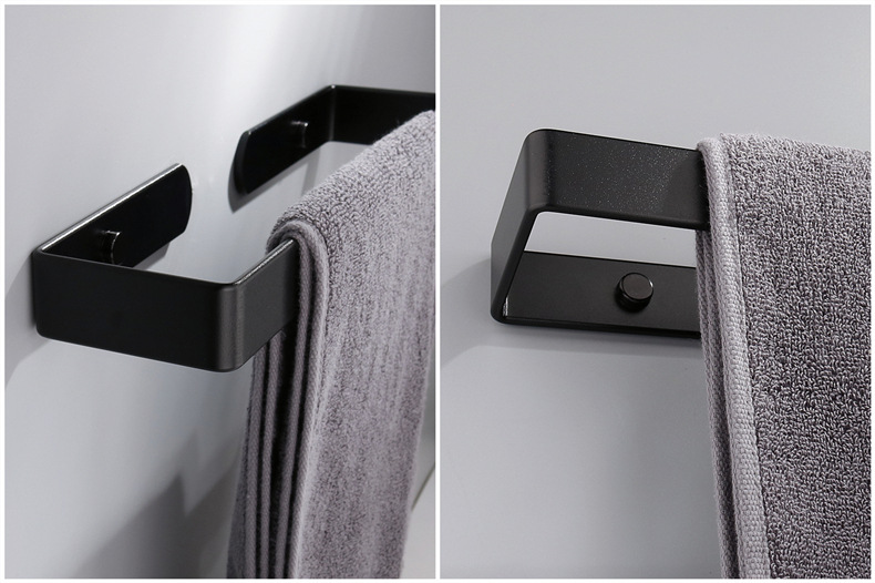 Nordic Black Alumimum Kitchen Towel Rack Punch-Free Bathroom Toilet Set Roll Stand Tissue Rack