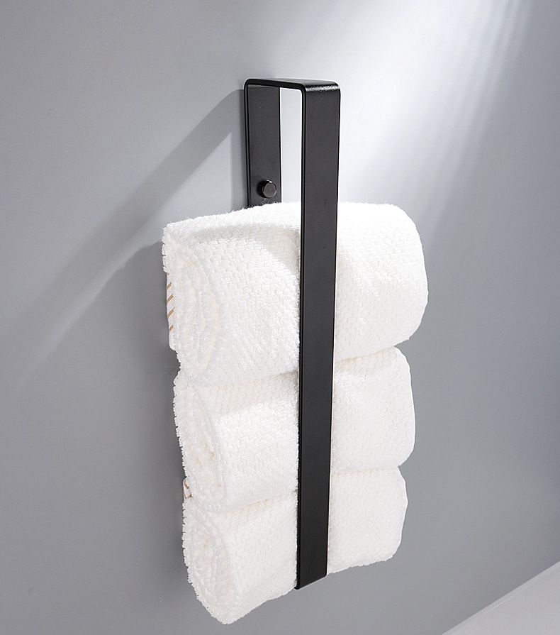 Nordic Black Alumimum Kitchen Towel Rack Punch-Free Bathroom Toilet Set Roll Stand Tissue Rack