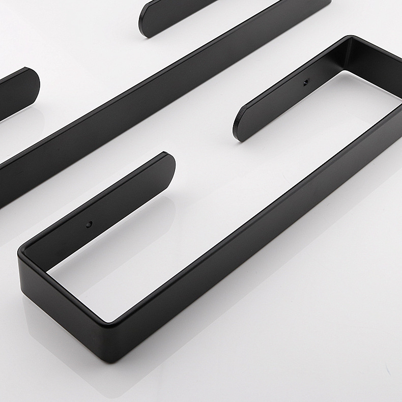 Nordic Black Alumimum Kitchen Towel Rack Punch-Free Bathroom Toilet Set Roll Stand Tissue Rack