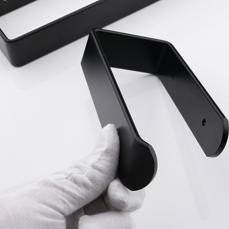 Nordic Black Alumimum Kitchen Towel Rack Punch-Free Bathroom Toilet Set Roll Stand Tissue Rack