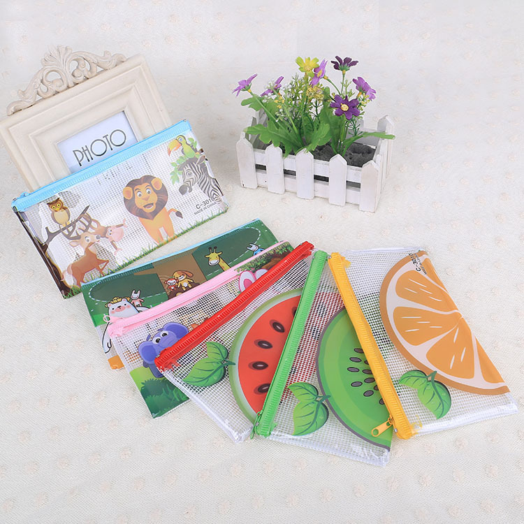Rui Li Stationery A6 More creative Cartoon J Transparent PVC mesh bag receive bag wholesale Pen bag manufacturer