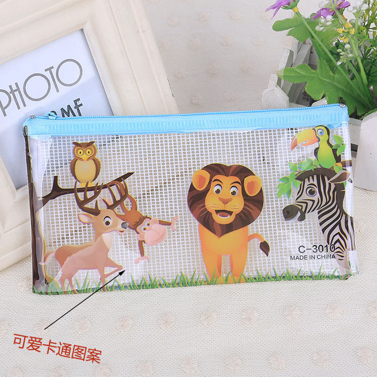 Rui Li Stationery A6 More creative Cartoon J Transparent PVC mesh bag receive bag wholesale Pen bag manufacturer