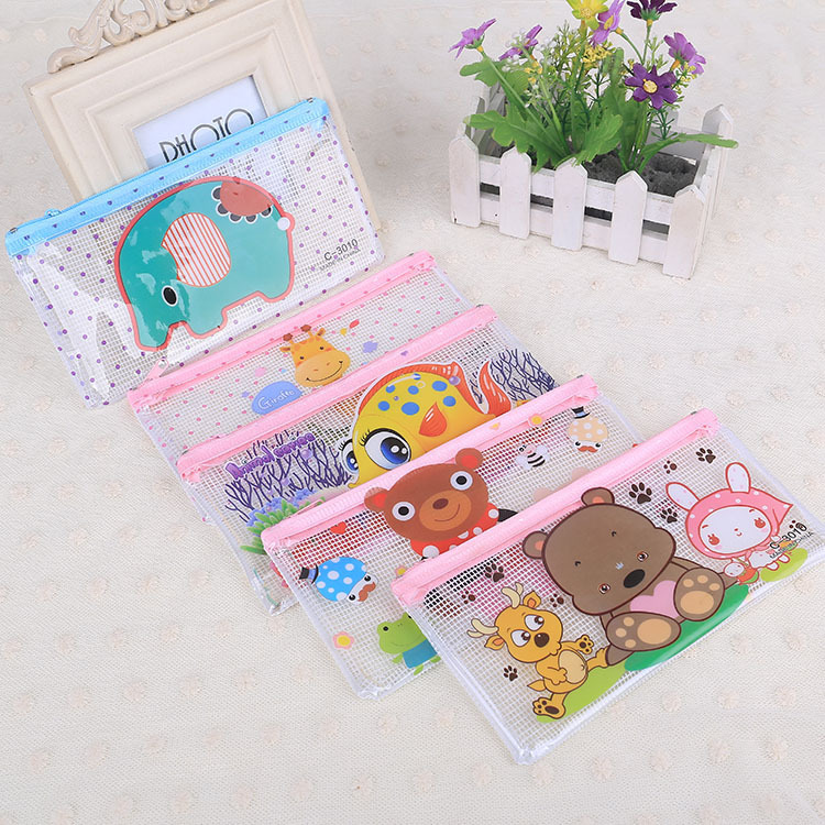 Rui Li Stationery A6 More creative Cartoon J Transparent PVC mesh bag receive bag wholesale Pen bag manufacturer