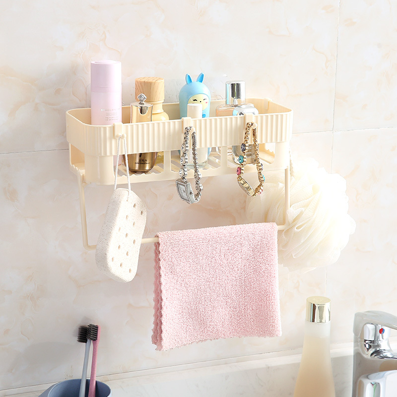 Bathroom and kitchen storage rack towel towel rack multi-functional cosmetics wash and care products shelving