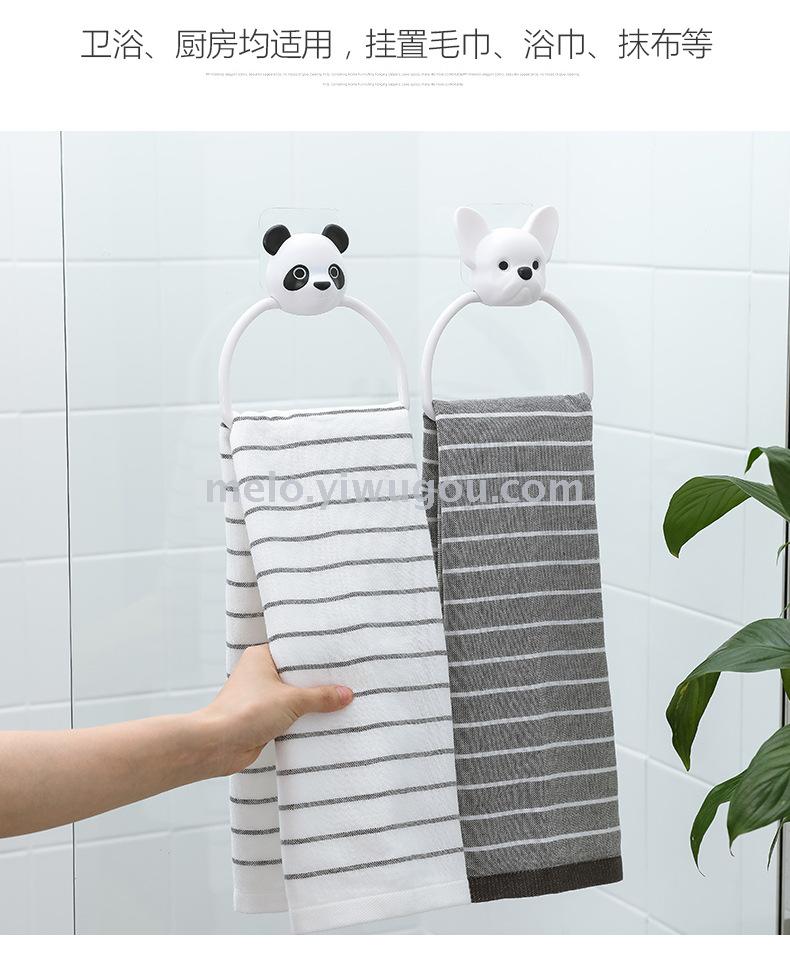 No holes in the kitchen cute cartoon towel hanging, bathroom towel bar, no traces of rubber towel rack