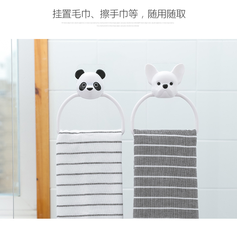 No holes in the kitchen cute cartoon towel hanging, bathroom towel bar, no traces of rubber towel rack