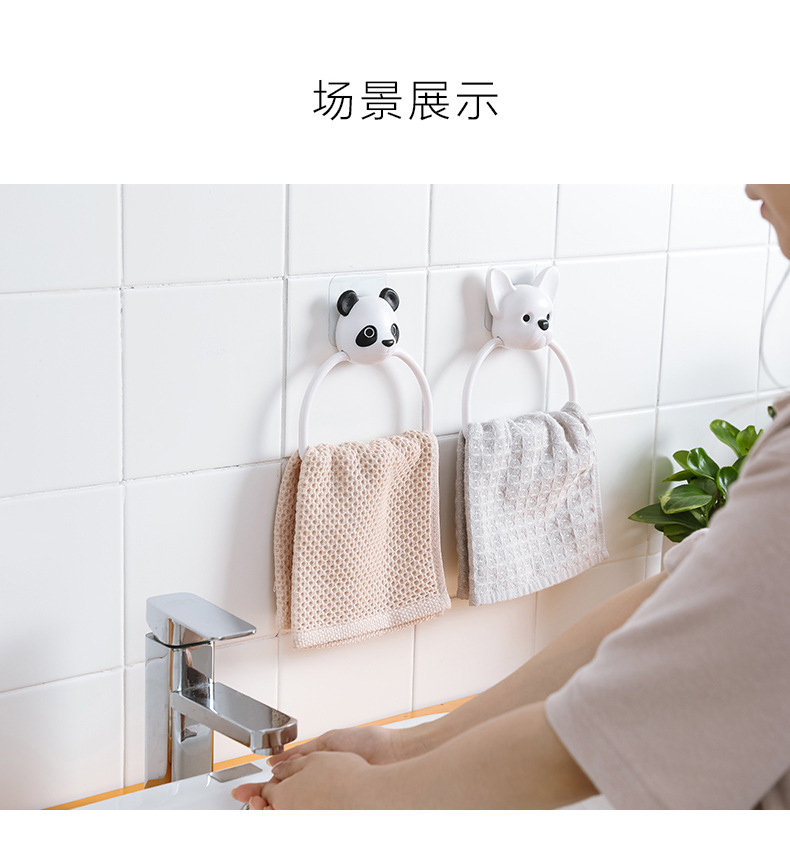 No holes in the kitchen cute cartoon towel hanging, bathroom towel bar, no traces of rubber towel rack