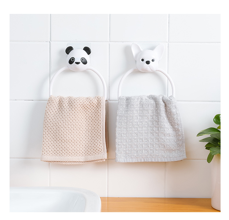 No holes in the kitchen cute cartoon towel hanging, bathroom towel bar, no traces of rubber towel rack