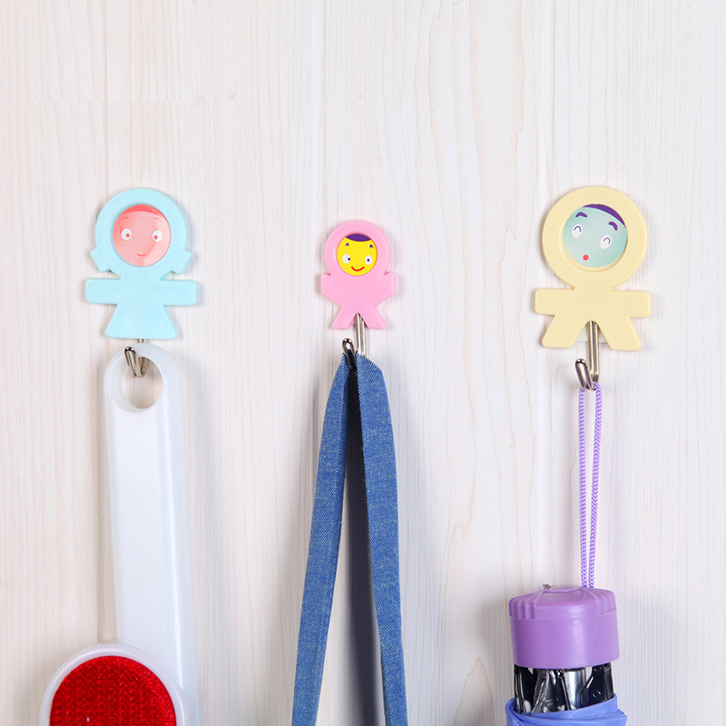 Kitchen Family of Three Creative Cute Hook Multi-Purpose Wall Mounted Hoy Bathroom Towel Sticky Hook 3 Pack