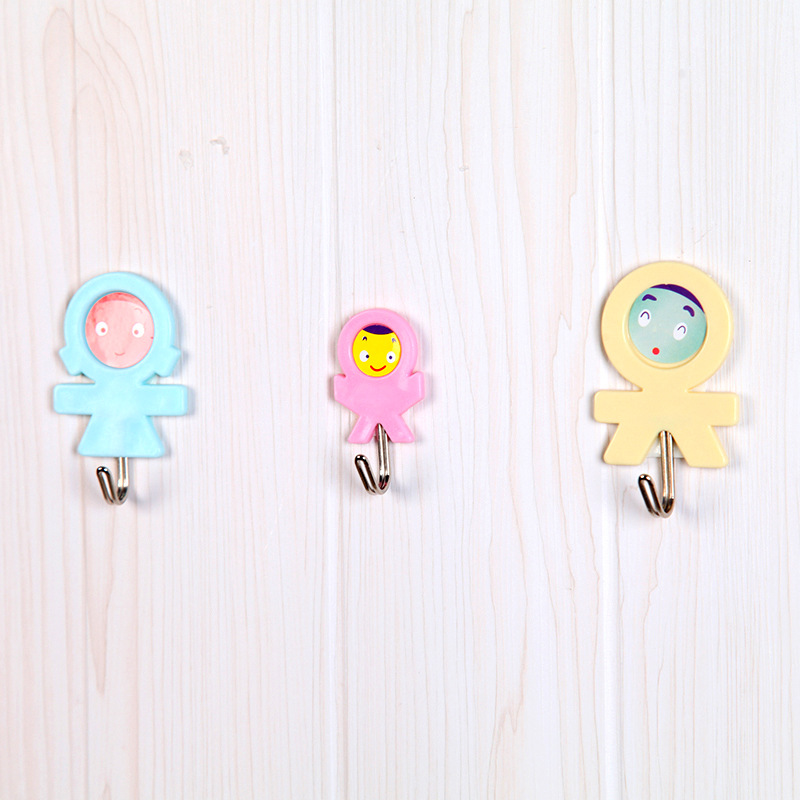 Kitchen Family of Three Creative Cute Hook Multi-Purpose Wall Mounted Hoy Bathroom Towel Sticky Hook 3 Pack