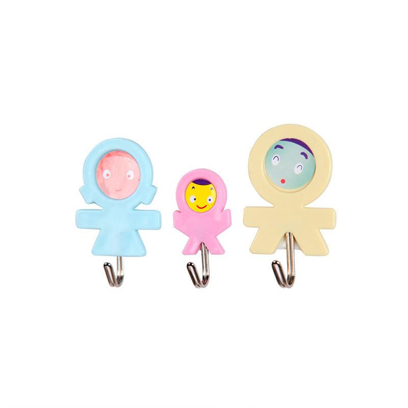 Kitchen Family of Three Creative Cute Hook Multi-Purpose Wall Mounted Hoy Bathroom Towel Sticky Hook 3 Pack