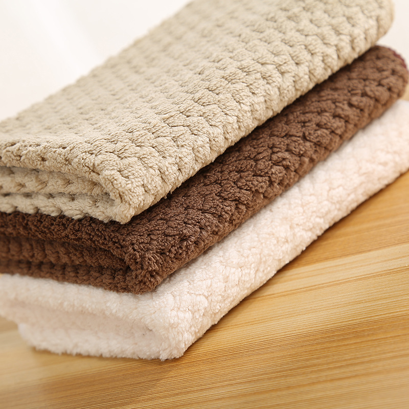Dishcloth absorbent cloth two-sided do not drop wool do not touch oil wash towel kitchen cleaning cloth thickened Dishcloth Hl-0321
