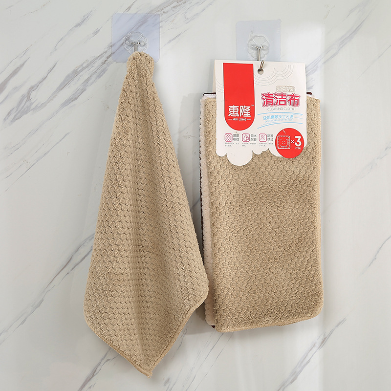 Dishcloth absorbent cloth two-sided do not drop wool do not touch oil wash towel kitchen cleaning cloth thickened Dishcloth Hl-0321