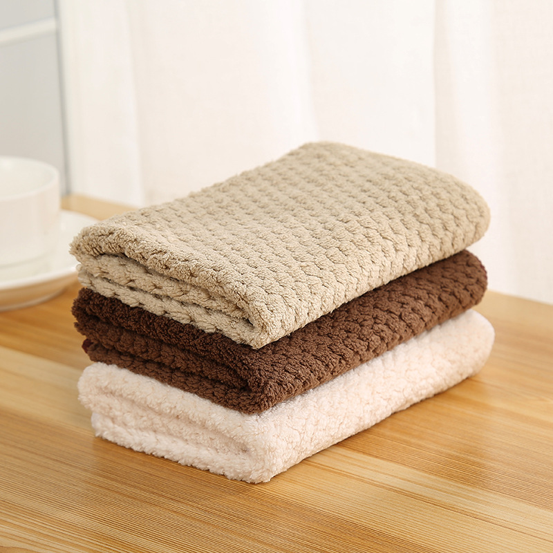 Dishcloth absorbent cloth two-sided do not drop wool do not touch oil wash towel kitchen cleaning cloth thickened Dishcloth Hl-0321