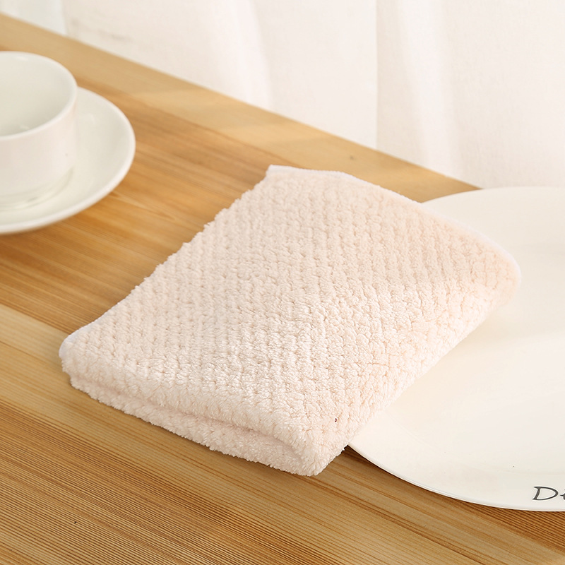 Dishcloth absorbent cloth two-sided do not drop wool do not touch oil wash towel kitchen cleaning cloth thickened Dishcloth Hl-0321