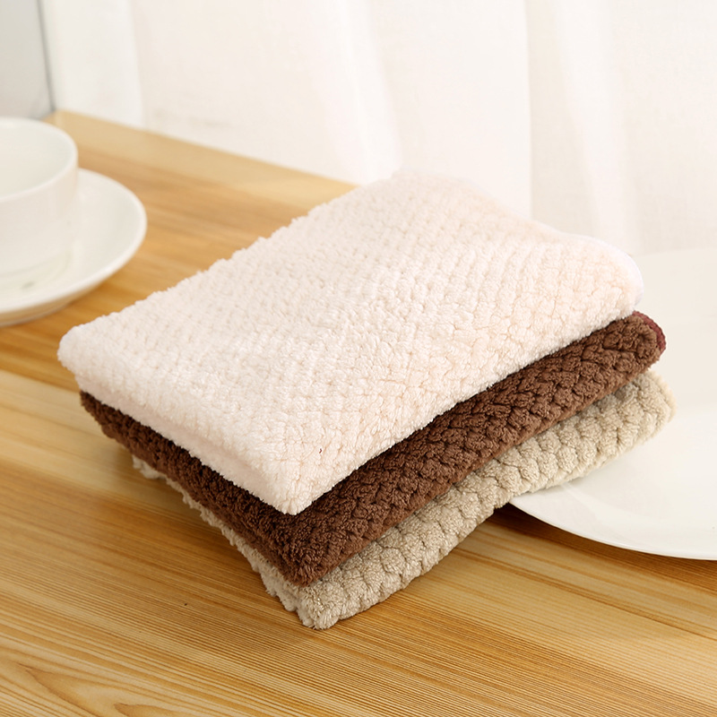 Dishcloth absorbent cloth two-sided do not drop wool do not touch oil wash towel kitchen cleaning cloth thickened Dishcloth Hl-0321