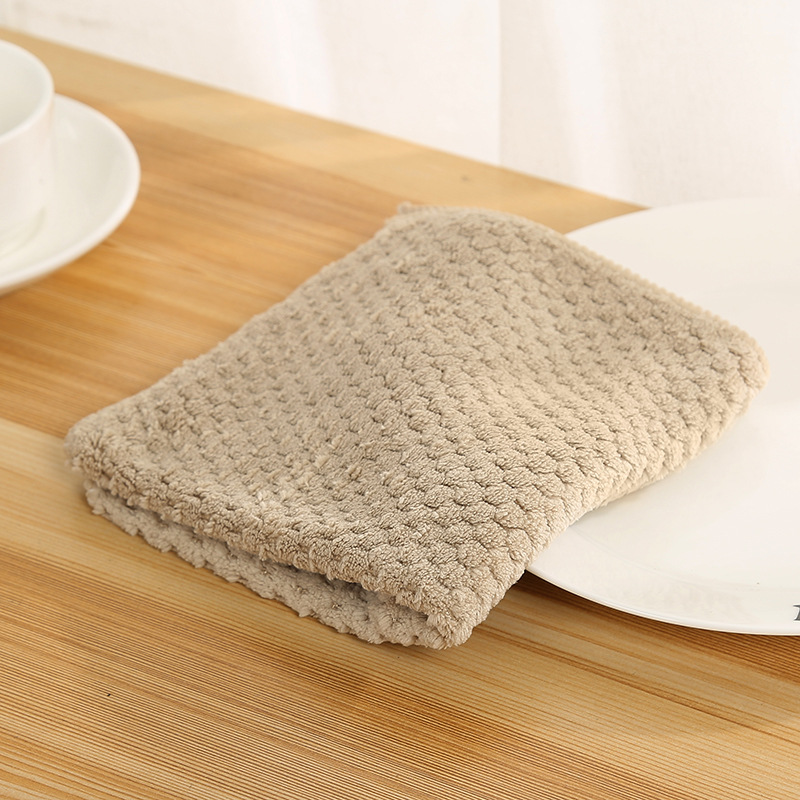 Dishcloth absorbent cloth two-sided do not drop wool do not touch oil wash towel kitchen cleaning cloth thickened Dishcloth Hl-0321