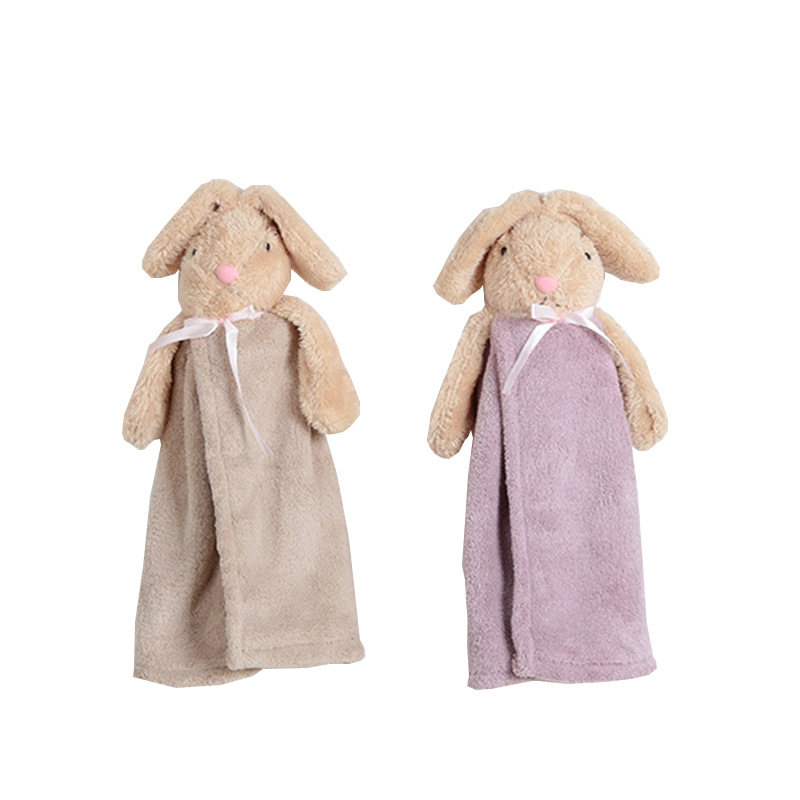 Factory Direct Sales Coral Fleece Hanging Hand Towel Kids&#039; Towel Cartoon Kitchen Bathroom Home Small Square Towel Wholesale