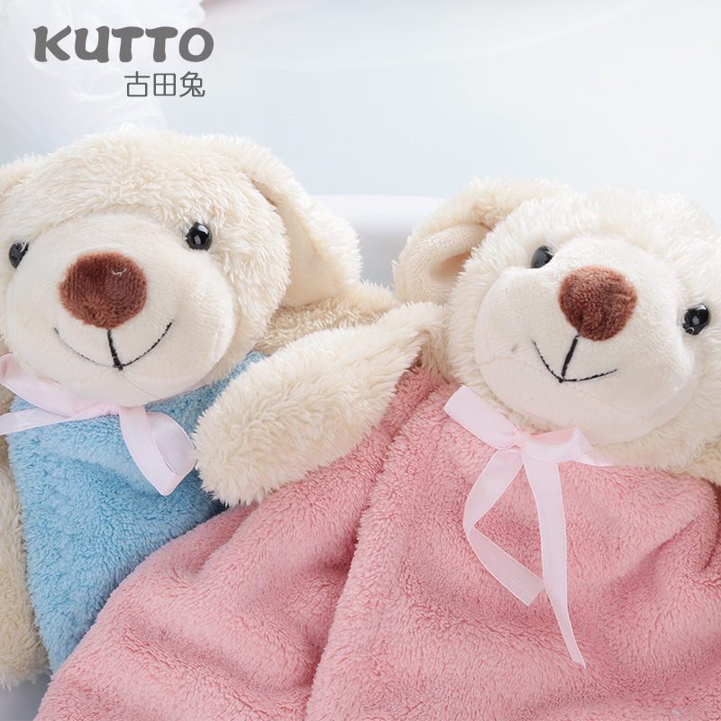 Factory Direct Sales Coral Fleece Hanging Hand Towel Kids&#039; Towel Cartoon Kitchen Bathroom Home Small Square Towel Wholesale