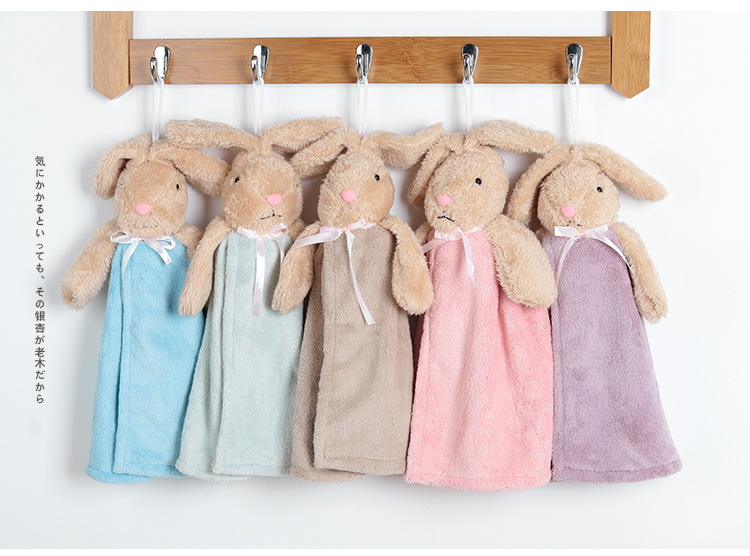 Factory Direct Sales Coral Fleece Hanging Hand Towel Kids' Towel Cartoon Kitchen Bathroom Home Small Square Towel Wholesale