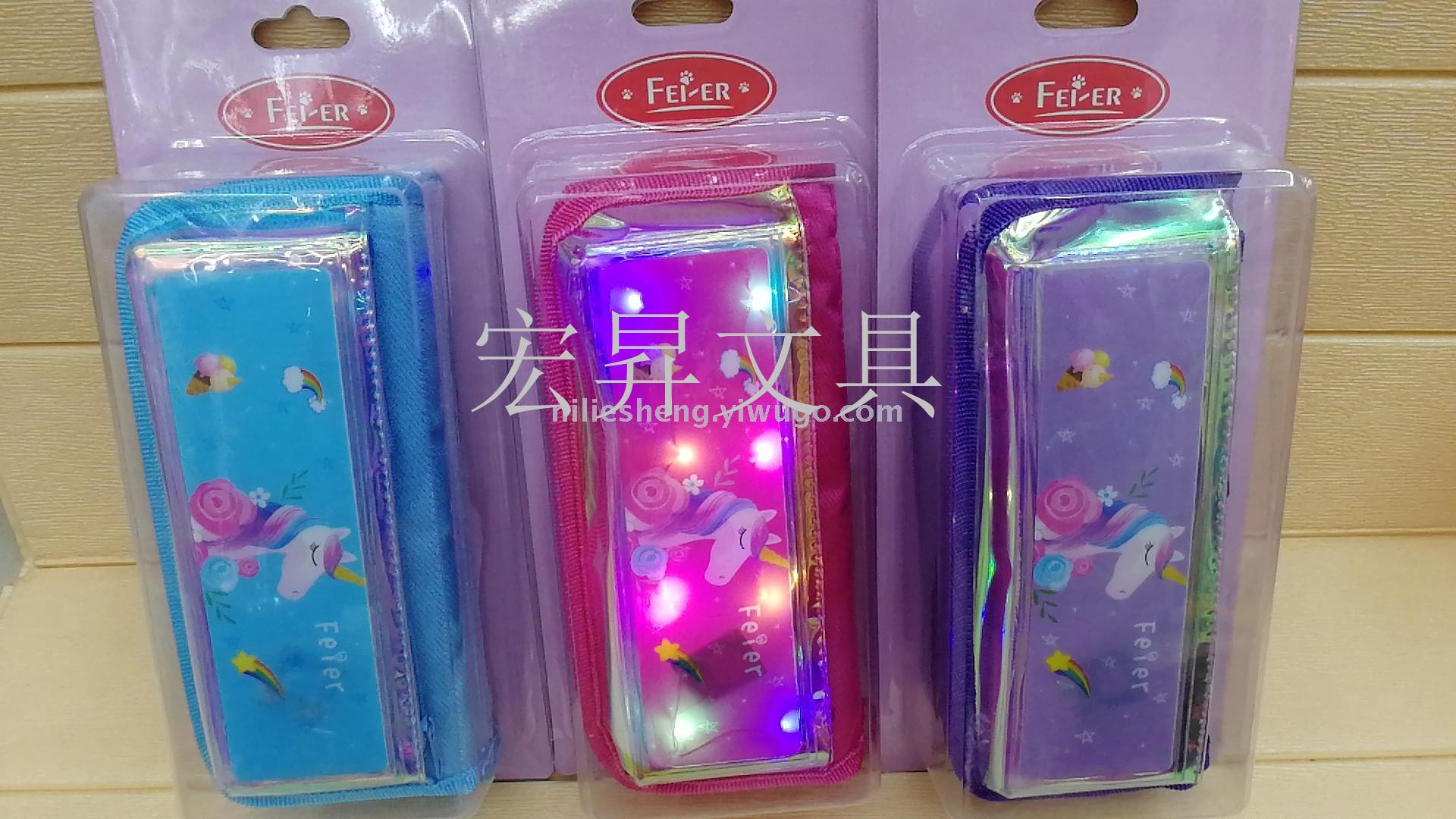 Unicorn pen bag with light high-capacity pencil bag, Cartoon pencil bag box or bag Storage box
