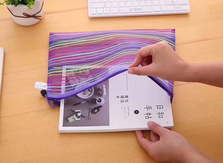 Specification Document Multi-document Note bag seven rainbow stripe zipper Stationery bag material pen bag can be customized batch