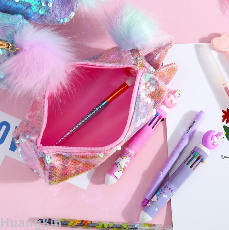 Unicorn sequin bag unicorn transparent student cartoon pen bag stationery received pencil bag teenage makeup bag Unicorn sequin bag unicorn transparent student cartoon pen bag stationery received pencil bag teenage makeup bag