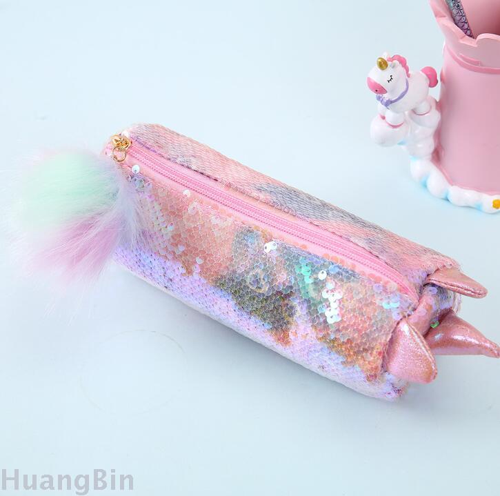 Unicorn sequin bag unicorn transparent student cartoon pen bag stationery received pencil bag teenage makeup bag Unicorn sequin bag unicorn transparent student cartoon pen bag stationery received pencil bag teenage makeup bag