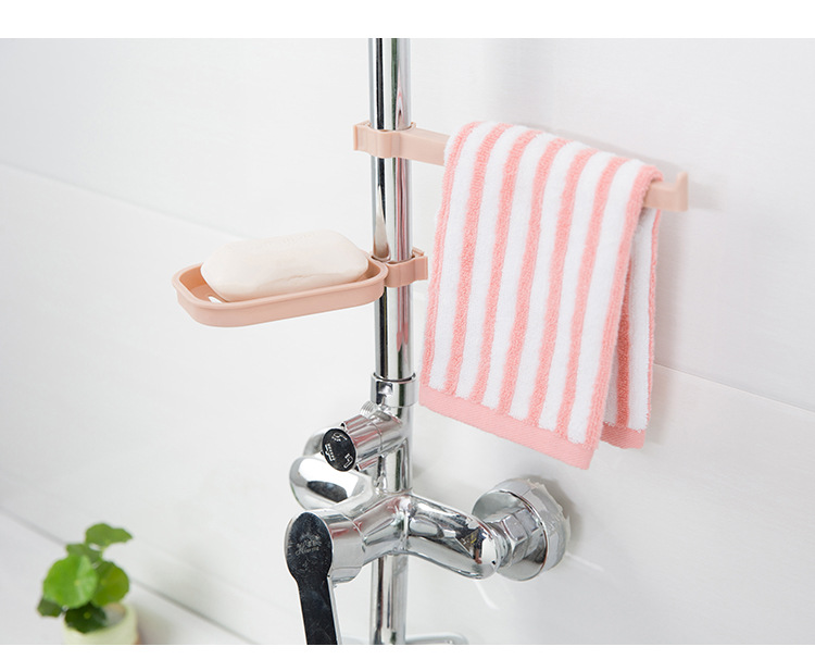 Kitchen Rack Faucet Sink Storage Rack Drain Rack Bathroom Towel Rack Clip-on Storage Rod