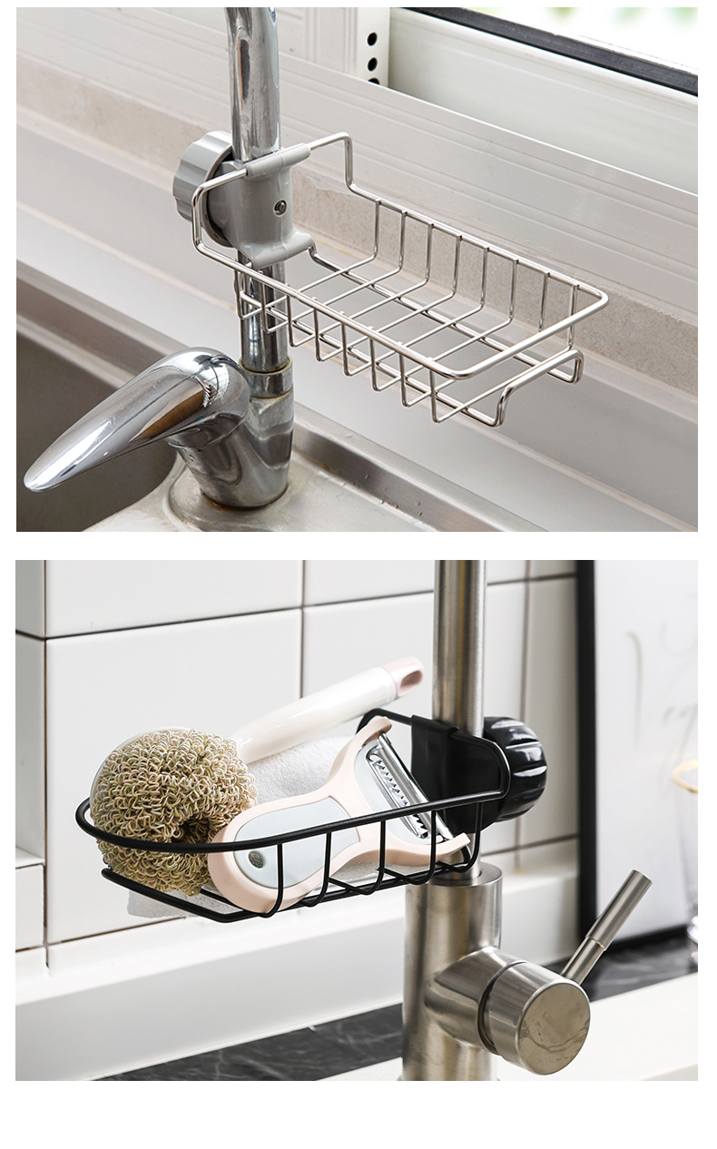 Tap water rack sink for household kitchen supplies sink sponge towel rack without holes