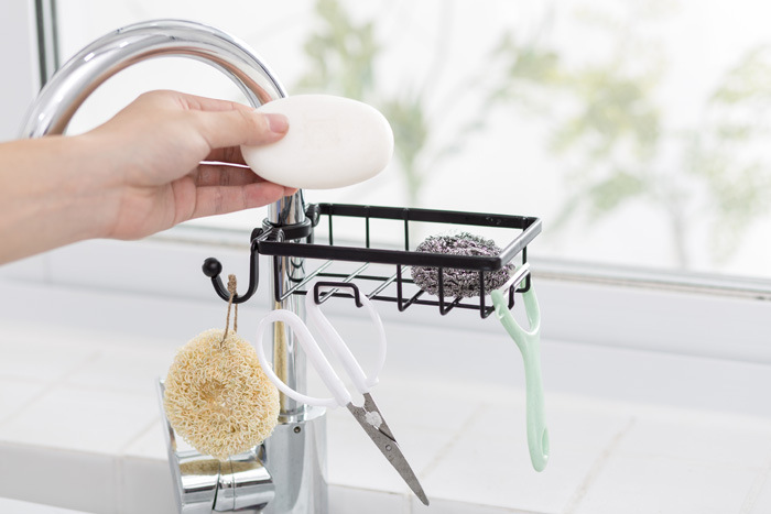 Tap water rack sink for household kitchen supplies sink sponge towel rack without holes