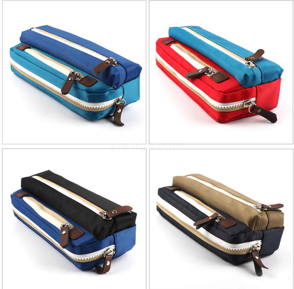 Lengthened three-layer large capacity pencil bag with simple pen bag stationery boys girls junior high school students