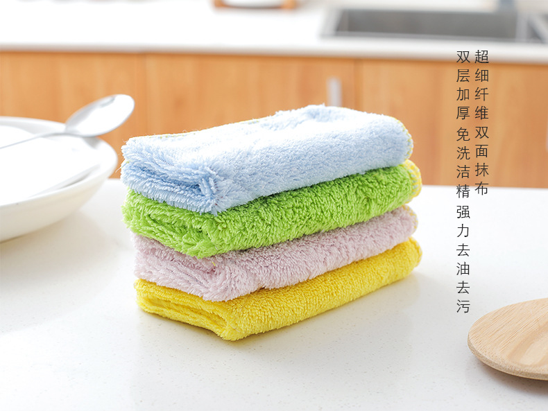 1368 Ultra-Fine Fiber Double-Sided and Water-Absorbing Cloth Extra Thick No Hair Shedding Oil-Free Dish Towel Kitchen Dishcloth