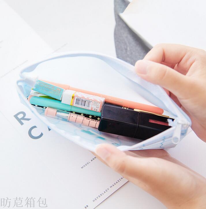 Korean version of the simple creative students silicone pen bag pool party series inverted trapezoidal stationery