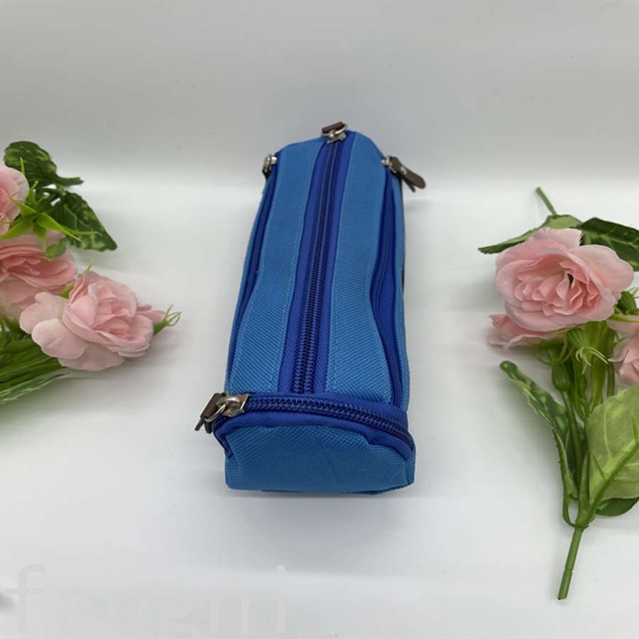 Round Barrel Male and Female Primary and SeStudents New Zipper Multi-Layer Pen Bag Stationery Case Buggy Bag Pencil Box