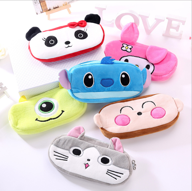 Plush pen bag Cartoon pencil bag pencil bag stationery bag student pencil box writing case children&#039;s bag