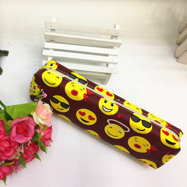Korean Stationery Cartoon Smiling Face Pen bag New large Capacity Square student Stationery bag Factory Direct sale