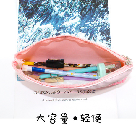 Jinshang Japanese and Korean Department pen bag Lady 6420 lovely large volume primary and secondary school students high appearance level Oxford Burgundy Sparkle bag